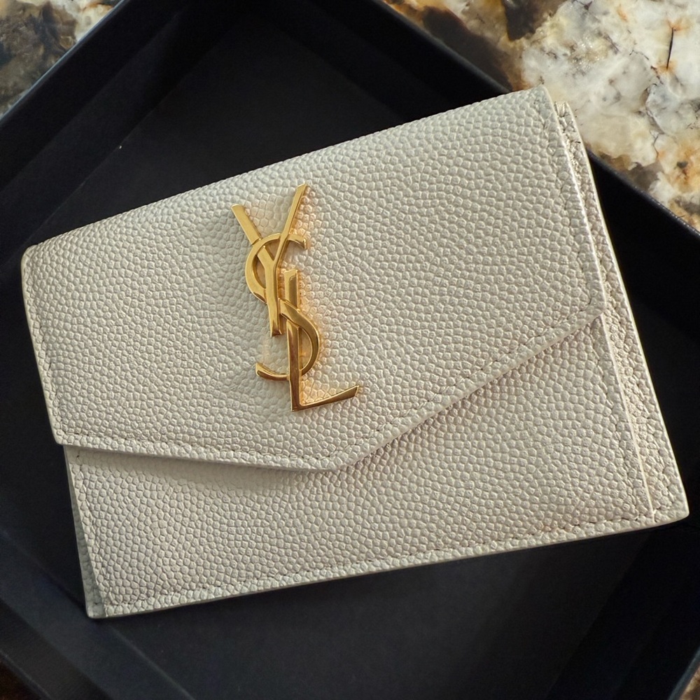 Yves Saint Laurent Cream Leather Clutch
